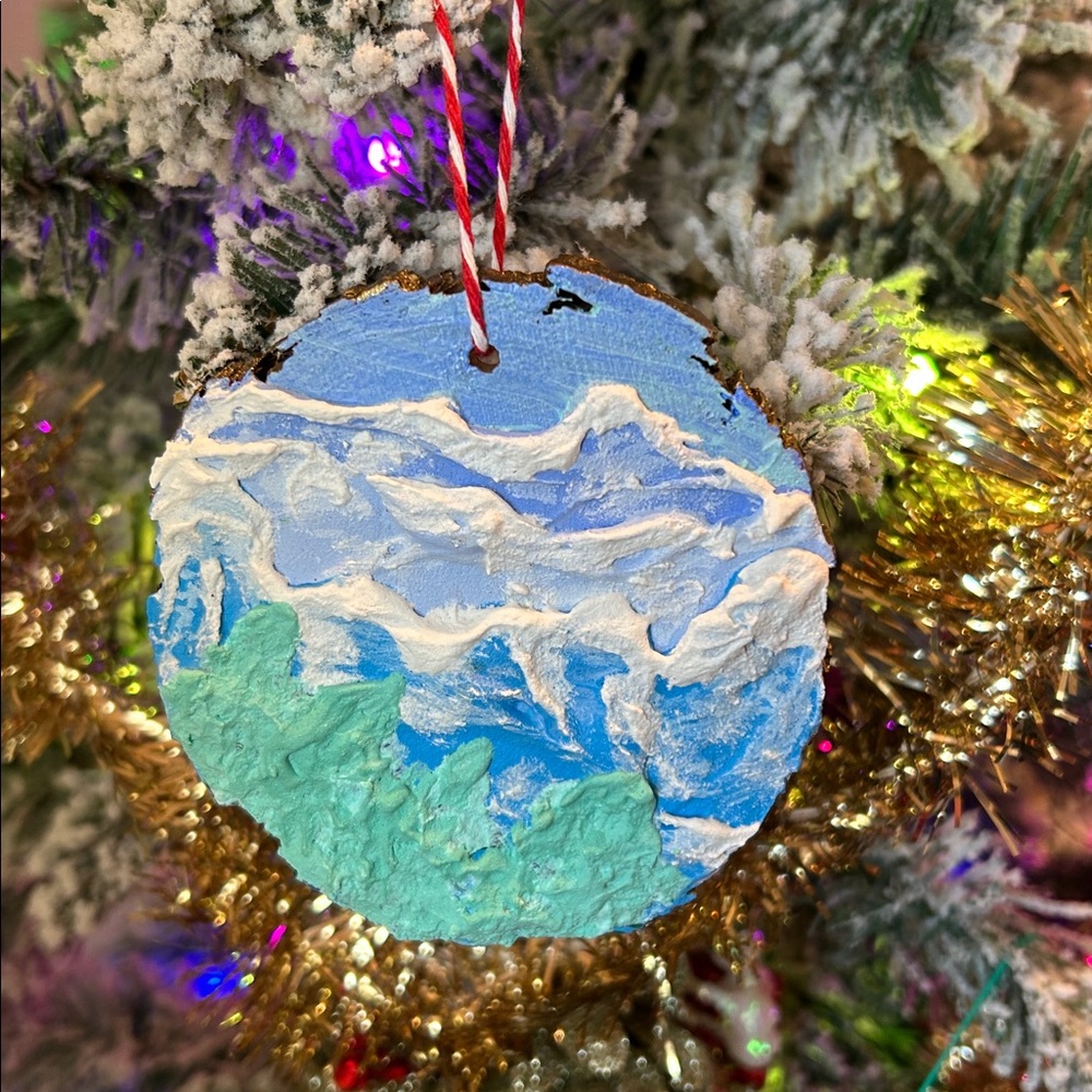 Merry Christmas Mountain Ornament